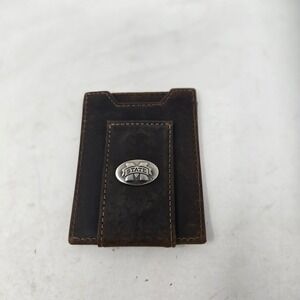 Zep-Pro Mississippi State Bulldogs Mens Leather Magnetic Money Clip Wallet Brown